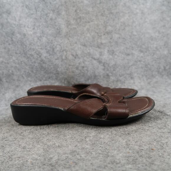 George Shoes Womens 7 Sandals Leather Slides Cutout Slip On Open Toe Retro Y2k - Picture 1 of 10